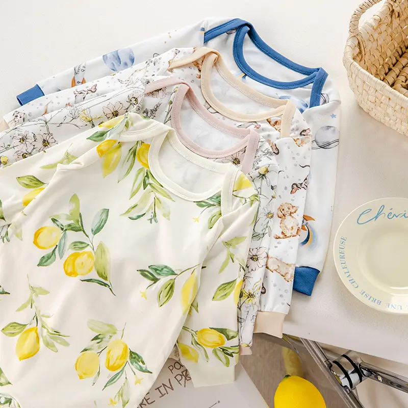 Lemon Flower Print Cotton Outing Jumpsuit for Kids - Image 8