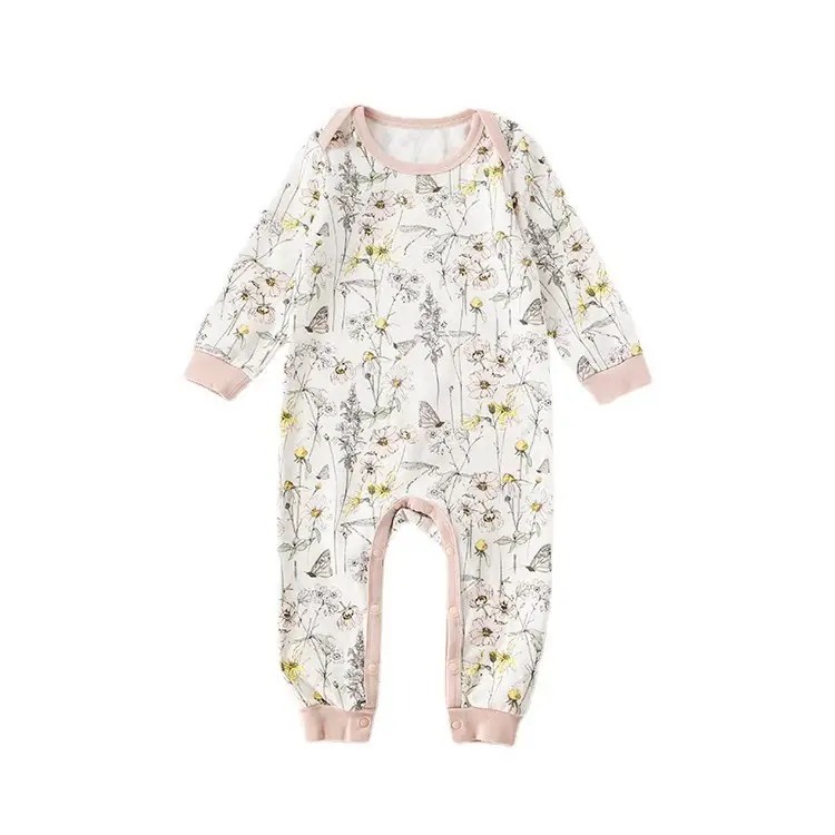 Lemon Flower Print Cotton Outing Jumpsuit for Kids - Image 9
