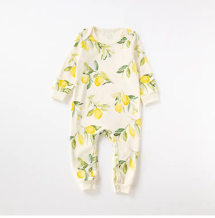 Lemon Flower Print Cotton Outing Jumpsuit for Kids — feature 27