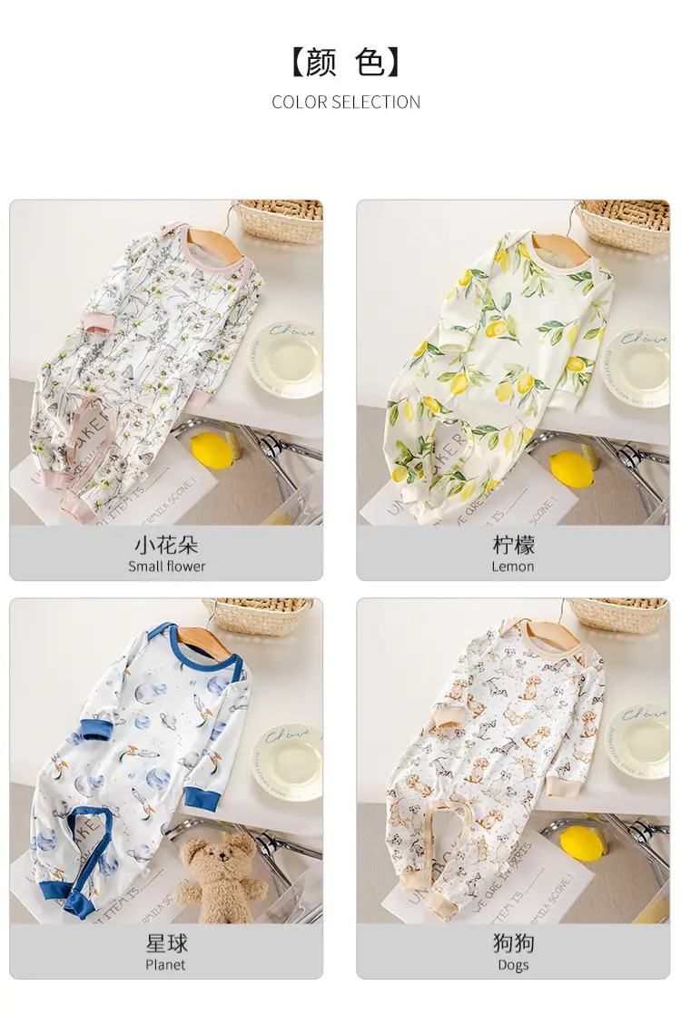 Lemon Flower Print Cotton Outing Jumpsuit for Kids — feature 5