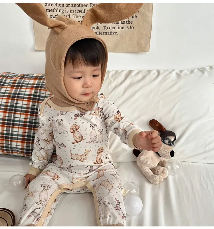 Lemon Flower Print Cotton Outing Jumpsuit for Kids — feature 9