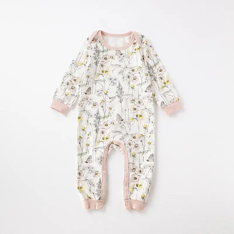 Lemon Flower Print Cotton Outing Jumpsuit for Kids - Image 2