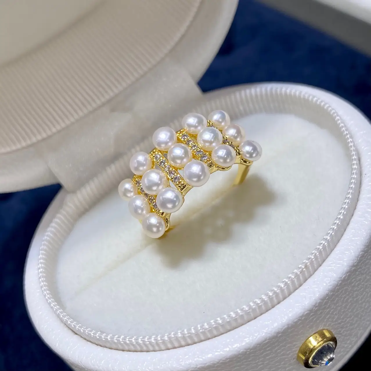 Golden Pearl Multi-Bead Ring for Women — feature 10