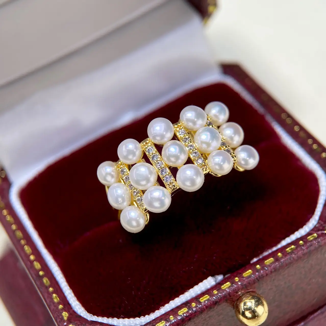 Golden Pearl Multi-Bead Ring for Women — feature 11