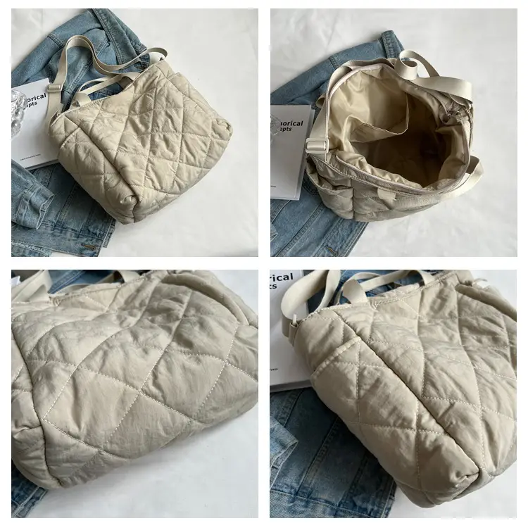 Women's Quilted Crossbody Bag Beige 2026 — feature 9