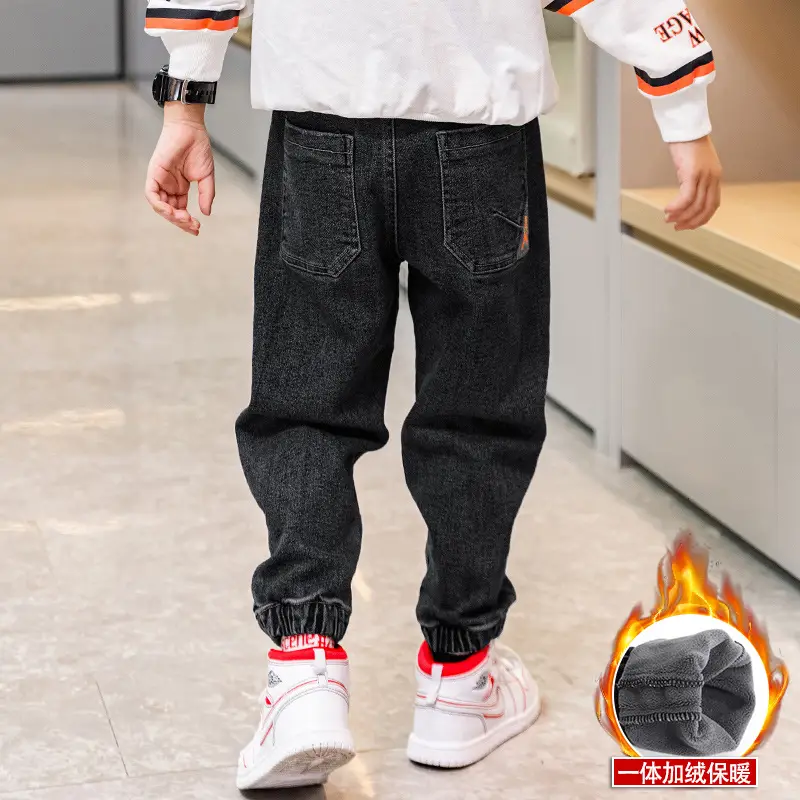 Boys Velvet Lined Jeans Spring Autumn Wear - Image 4