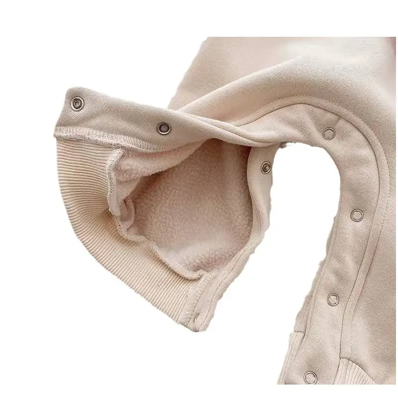 Korean Style Fleece Lined Baby Romper with Bow - Image 5