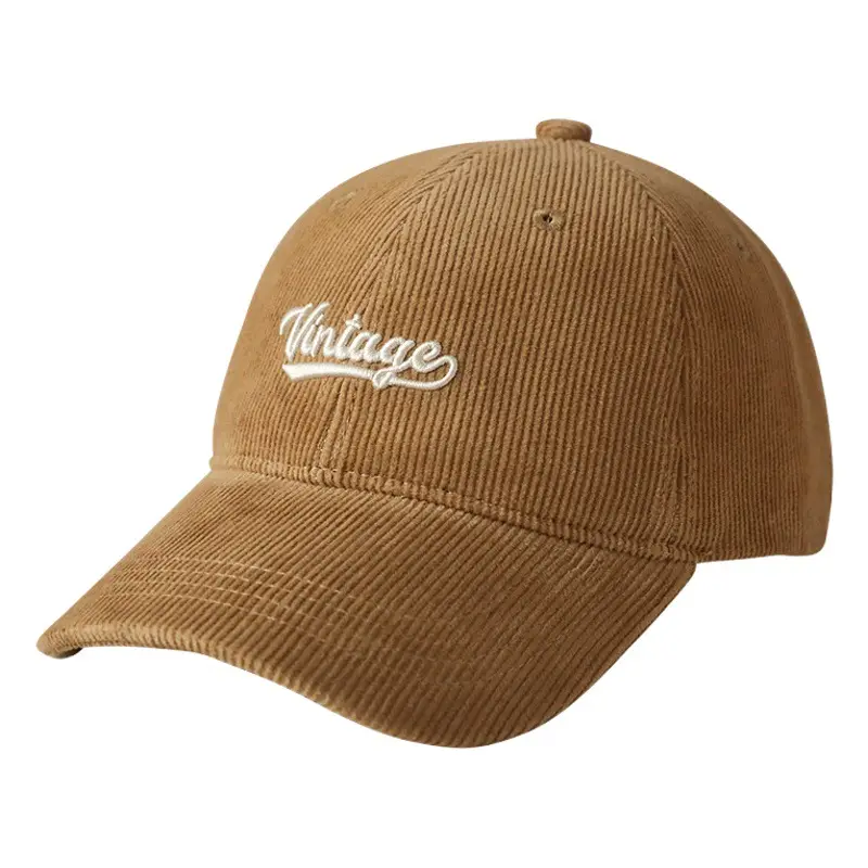Men's Brown Embroidered Peaked Cap with Lettering