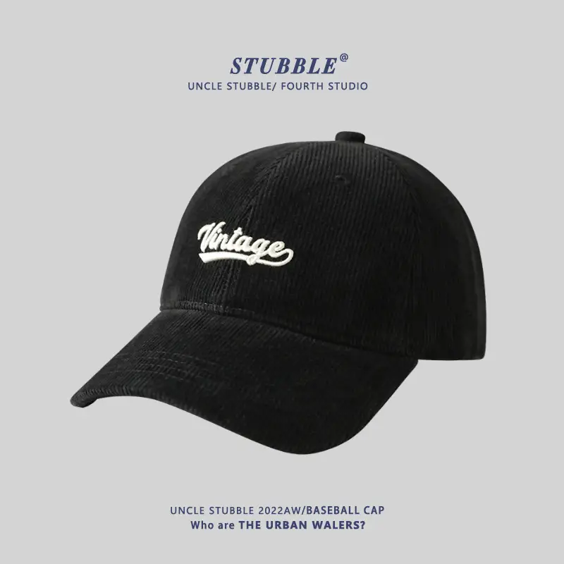 Men's Brown Embroidered Peaked Cap with Lettering