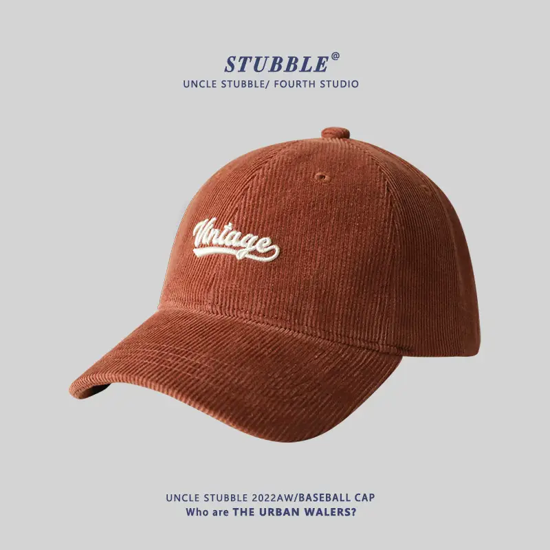 Men's Brown Embroidered Peaked Cap with Lettering