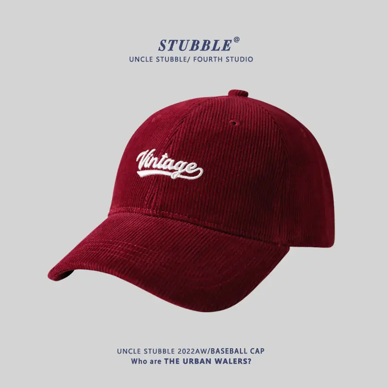 Men's Brown Embroidered Peaked Cap with Lettering