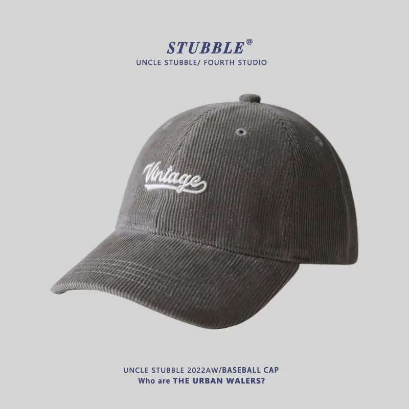 Men's Brown Embroidered Peaked Cap with Lettering