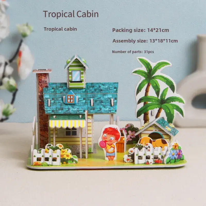 3D Tropical Cabin Puzzle for Kids Educational Toy