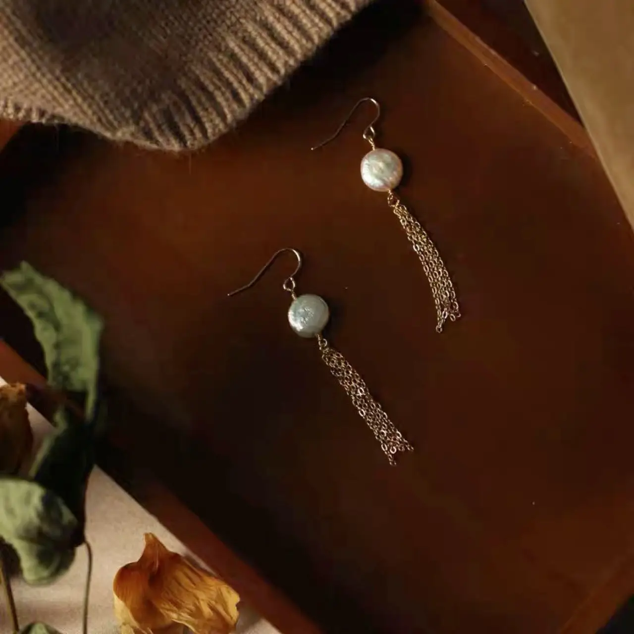 14K Gold Pearl Tassel Earrings for Women — feature 6