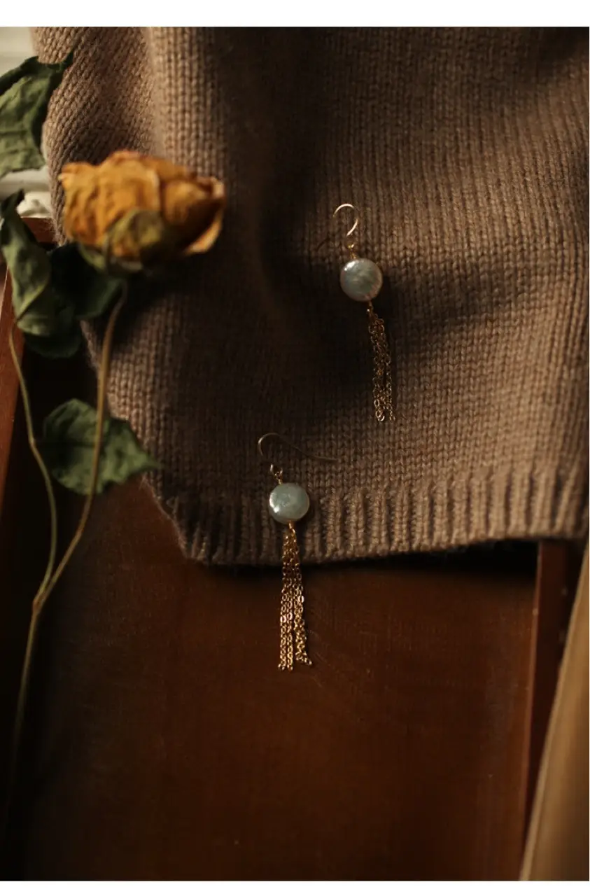 14K Gold Pearl Tassel Earrings for Women — feature 9