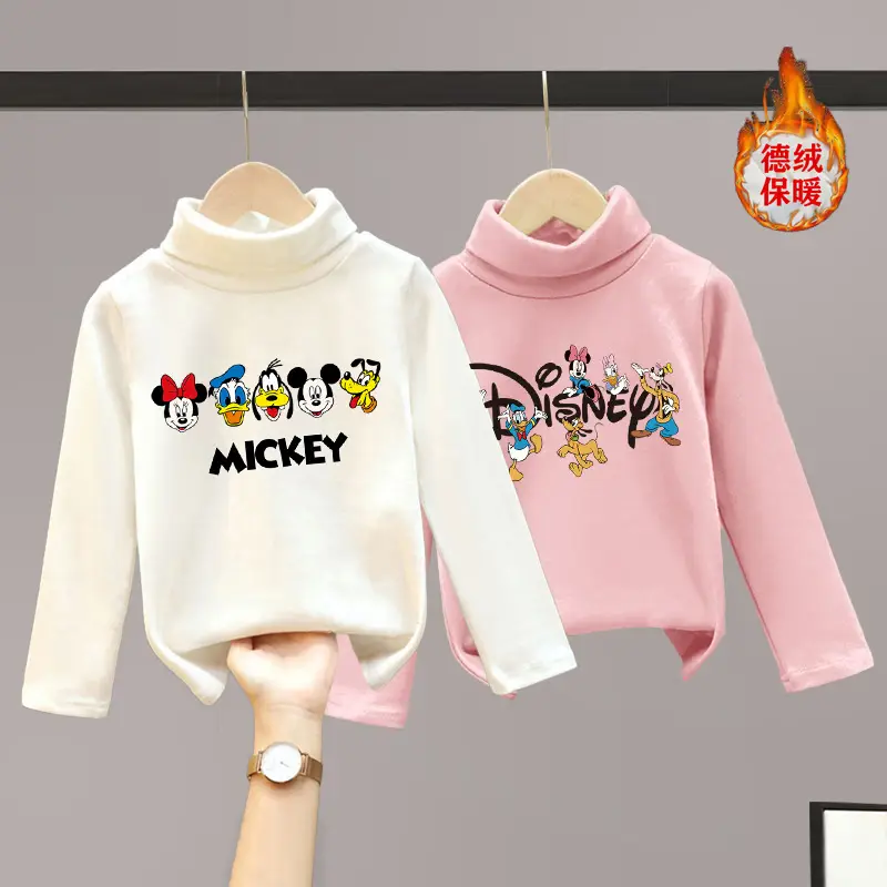 Girls Turtleneck Thermal Underwear Green Cartoon Print — feature 4