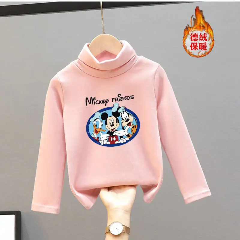 Girls Turtleneck Thermal Underwear Green Cartoon Print - Image 12