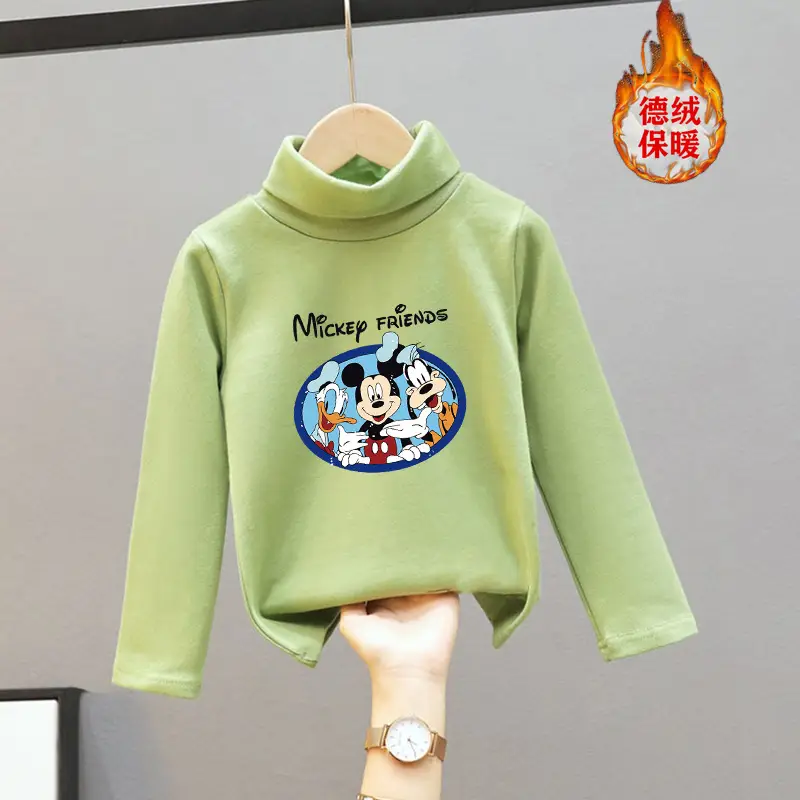 Girls Turtleneck Thermal Underwear Green Cartoon Print - Image 14