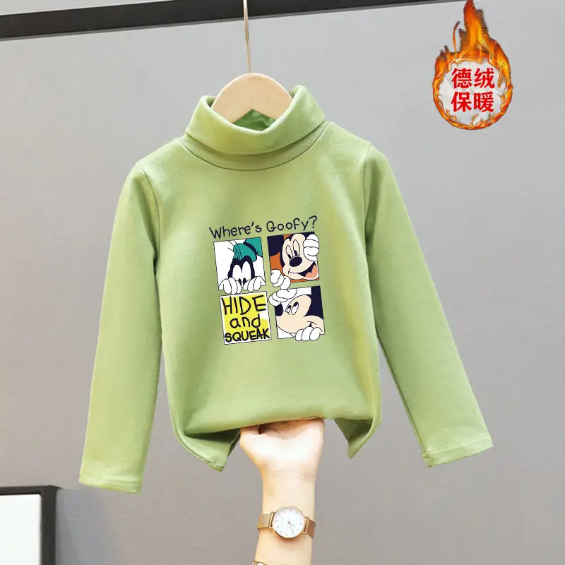 Girls Turtleneck Thermal Underwear Green Cartoon Print - Image 19