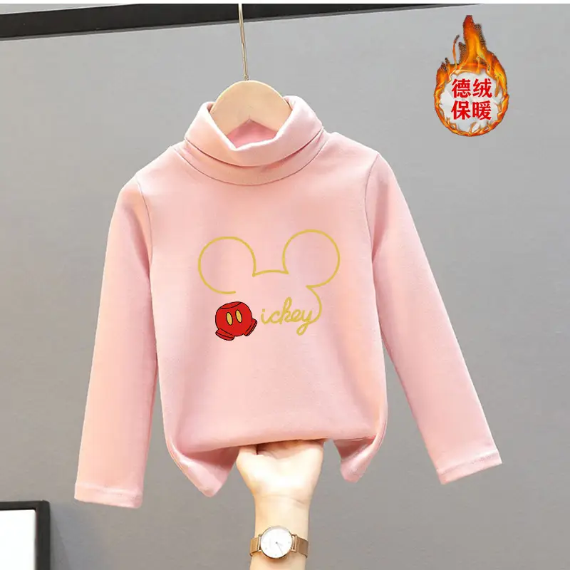 Girls Turtleneck Thermal Underwear Green Cartoon Print - Image 22
