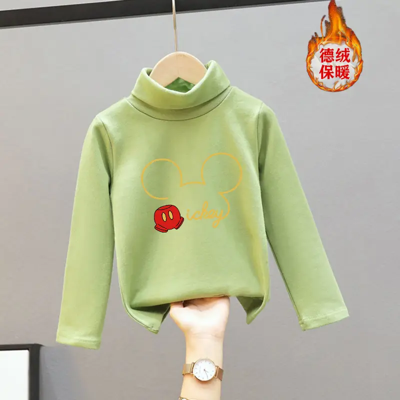 Girls Turtleneck Thermal Underwear Green Cartoon Print - Image 24