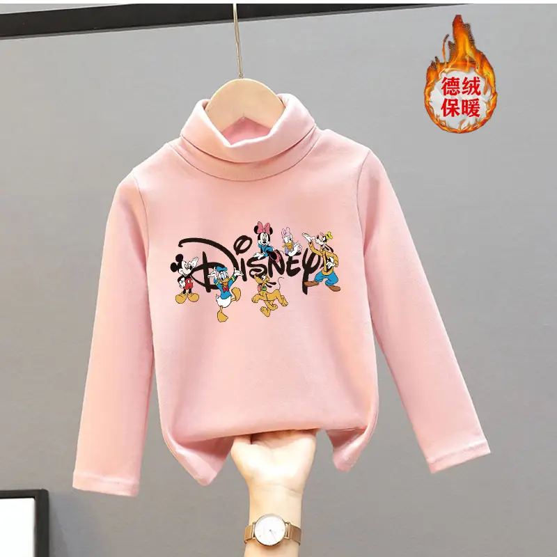 Girls Turtleneck Thermal Underwear Green Cartoon Print - Image 3