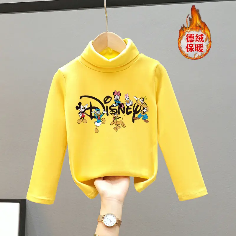 Girls Turtleneck Thermal Underwear Green Cartoon Print - Image 4