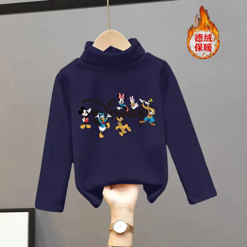 Girls Turtleneck Thermal Underwear Green Cartoon Print - Image 6