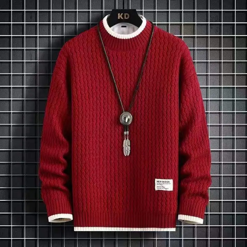 Men's Grey Knit Half Turtleneck Sweater Winter Wear - Image 5