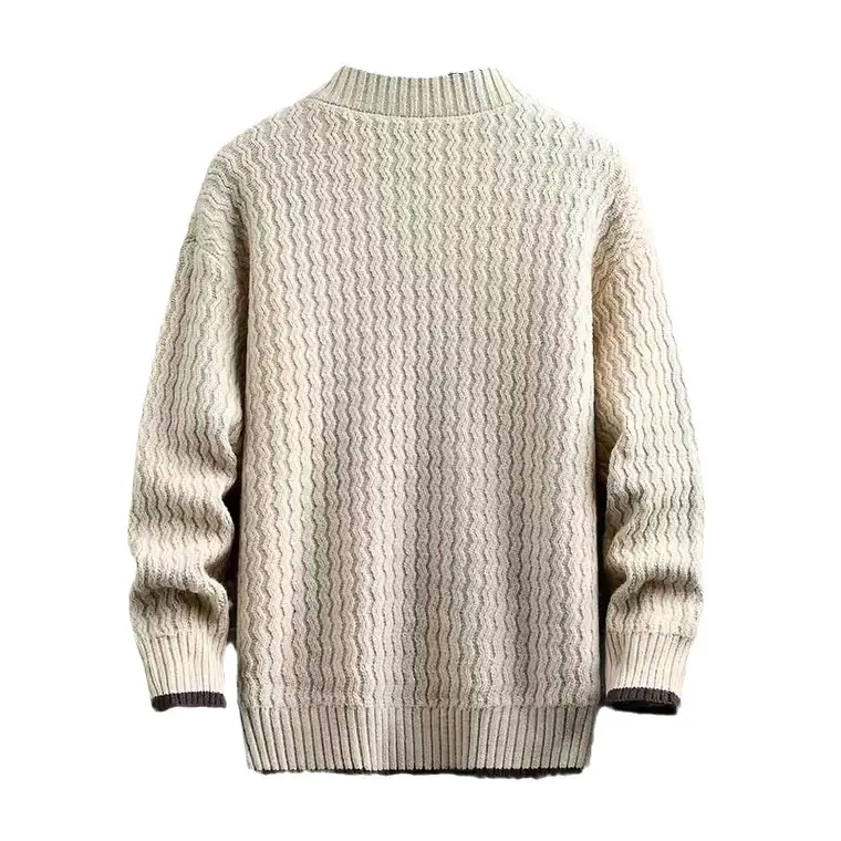 Men's Grey Knit Half Turtleneck Sweater Winter Wear - Image 6