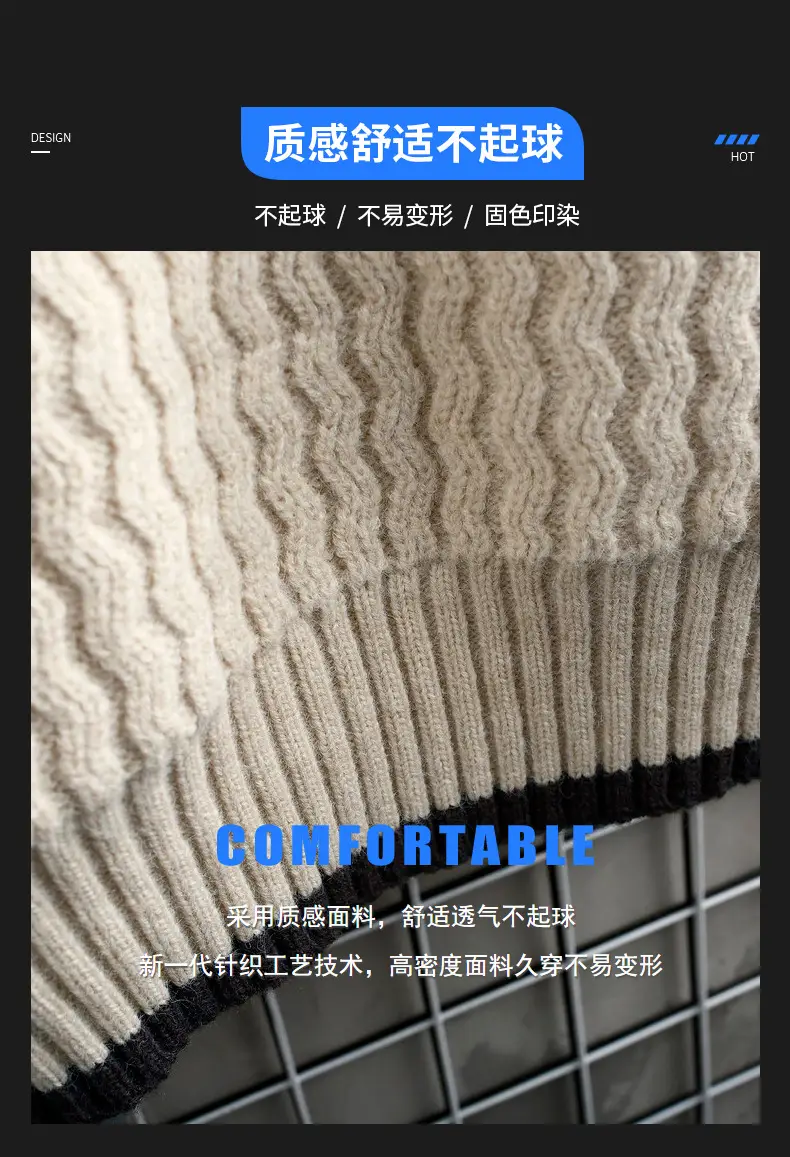 Men's Grey Knit Half Turtleneck Sweater Winter Wear — feature 3