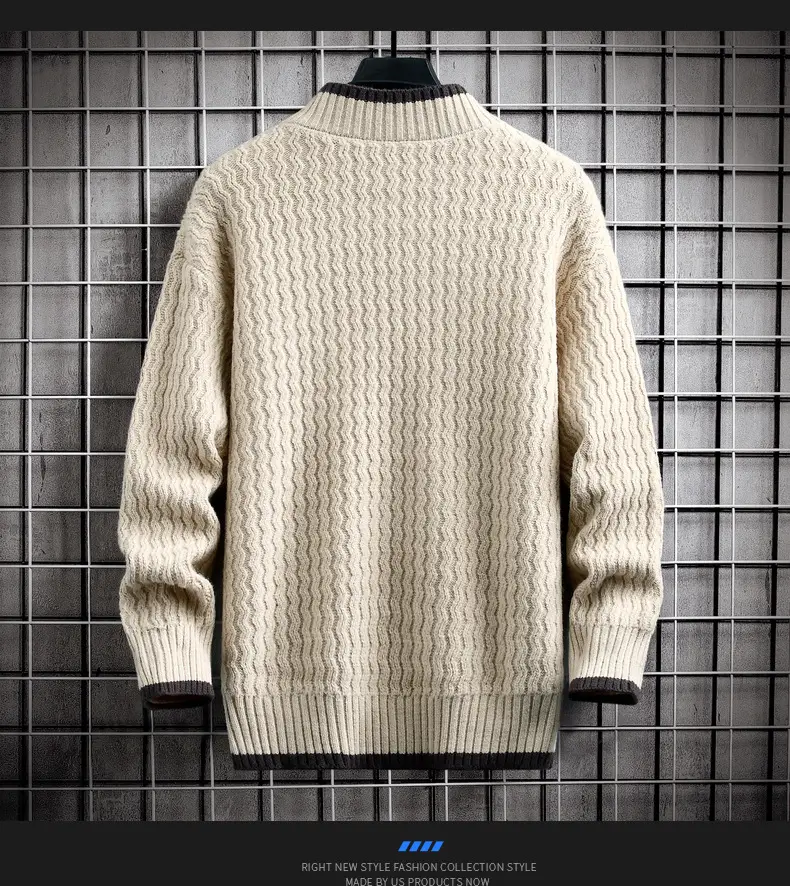 Men's Grey Knit Half Turtleneck Sweater Winter Wear — feature 8