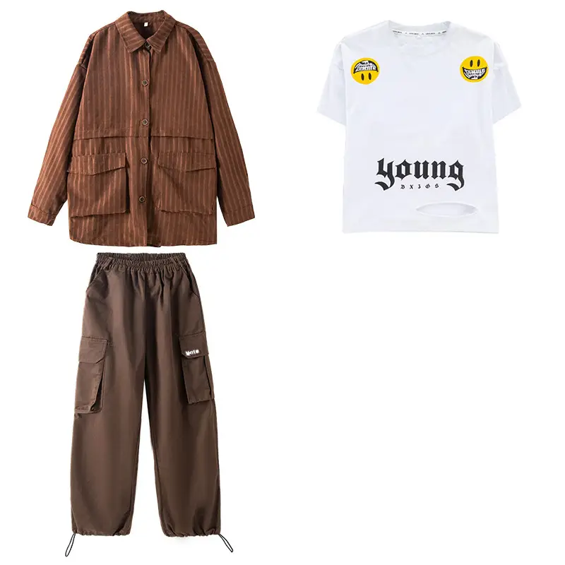 Hip-Hop Boys Brown Streetwear Suit Autumn Winter - Image 7