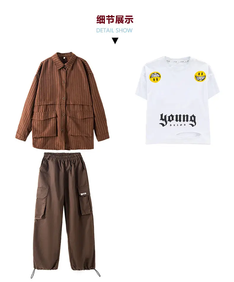 Hip-Hop Boys Brown Streetwear Suit Autumn Winter — feature 10