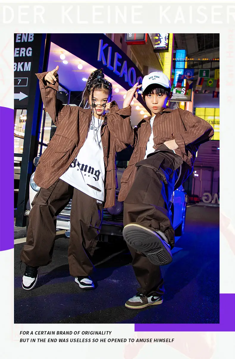Hip-Hop Boys Brown Streetwear Suit Autumn Winter — feature 4