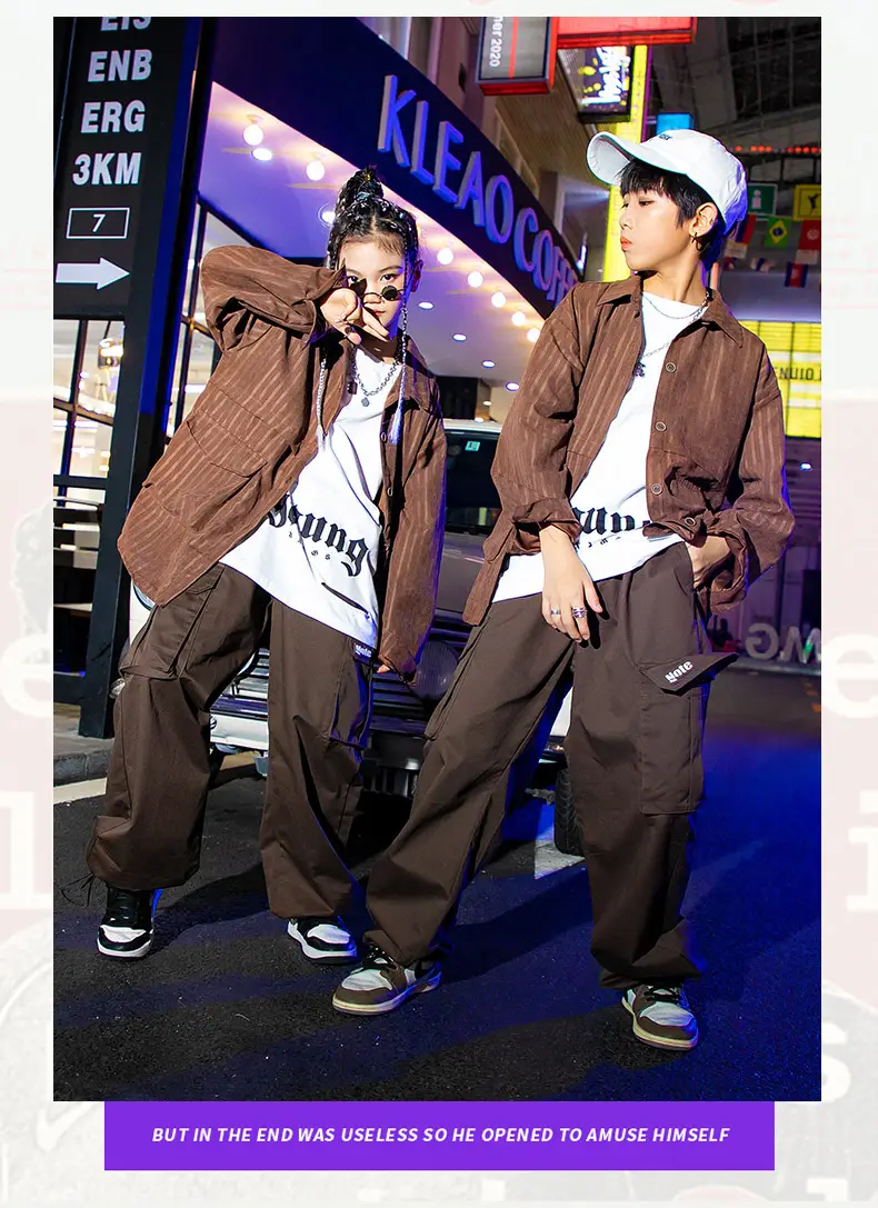 Hip-Hop Boys Brown Streetwear Suit Autumn Winter — feature 5