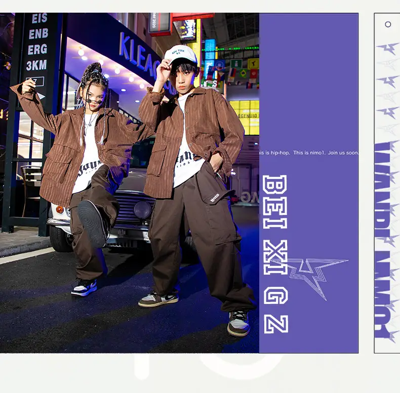 Hip-Hop Boys Brown Streetwear Suit Autumn Winter — feature 6
