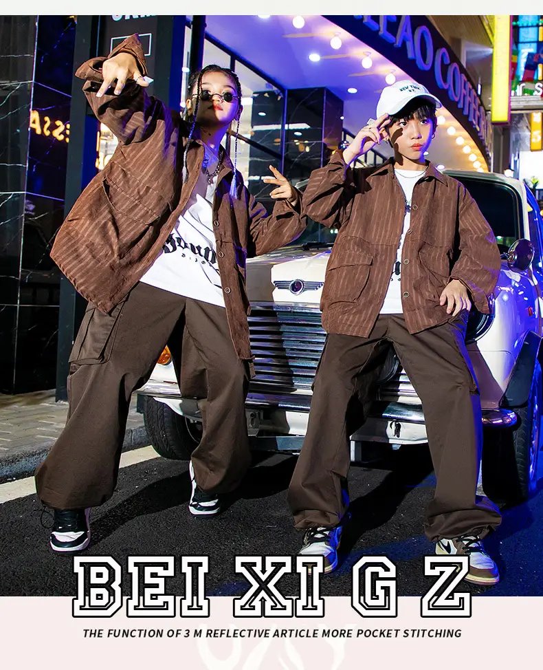 Hip-Hop Boys Brown Streetwear Suit Autumn Winter — feature 7