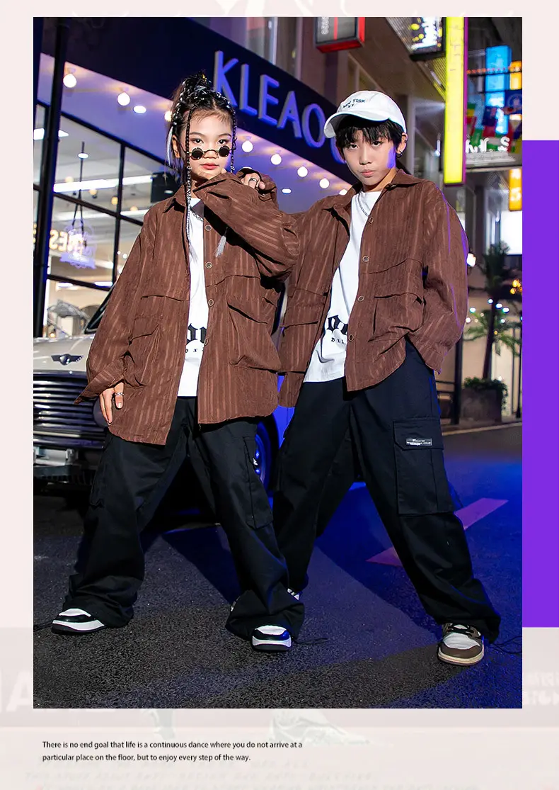 Hip-Hop Boys Brown Streetwear Suit Autumn Winter — feature 8