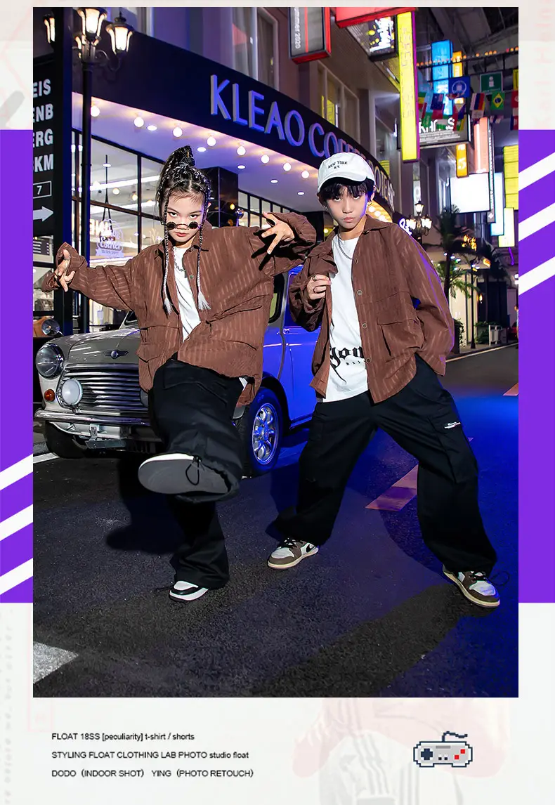 Hip-Hop Boys Brown Streetwear Suit Autumn Winter — feature 9