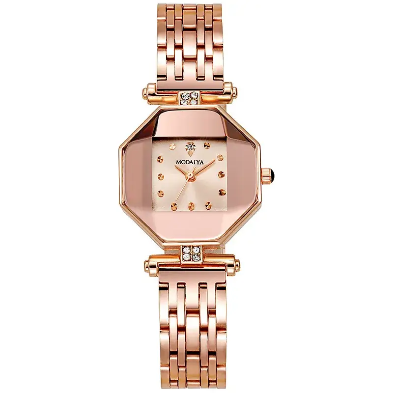 Women's Square Watch Rose Gold Quartz Band - Image 4