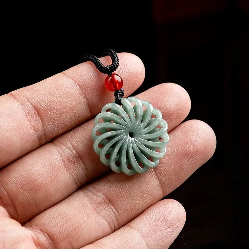 Men's Jade Timepiece Necklace with Transfer Wheel Pendant - Image 3