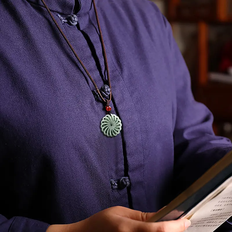 Men's Jade Timepiece Necklace with Transfer Wheel Pendant - Image 4