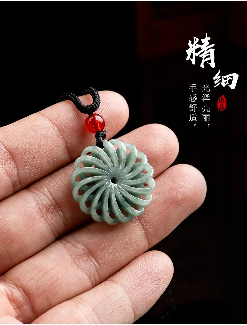 Men's Jade Timepiece Necklace with Transfer Wheel Pendant — feature 6