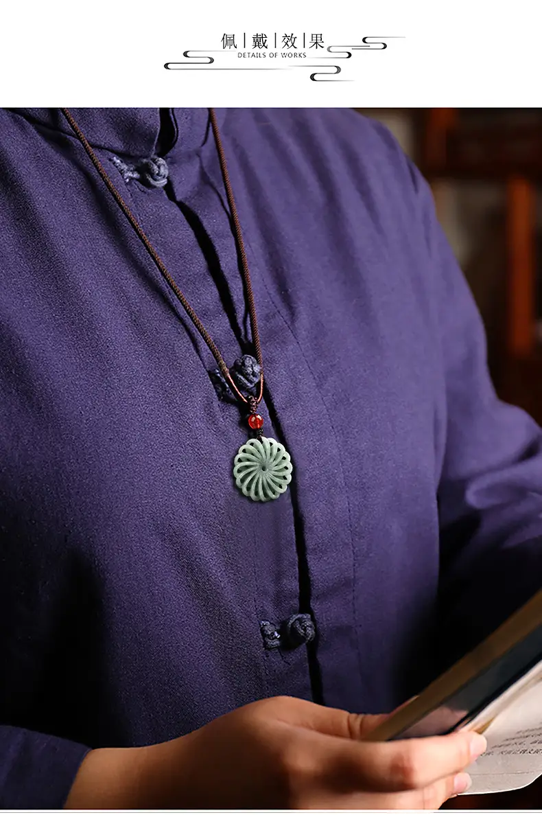 Men's Jade Timepiece Necklace with Transfer Wheel Pendant — feature 8