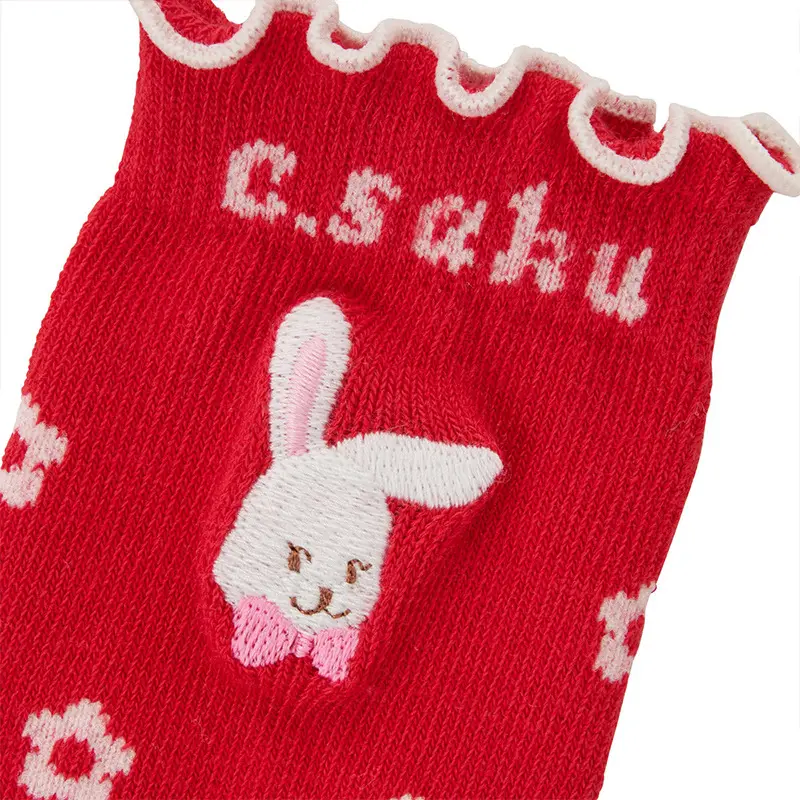 Girls Cartoon Bunny Flower Stockies Red White Dropshipping - Image 5