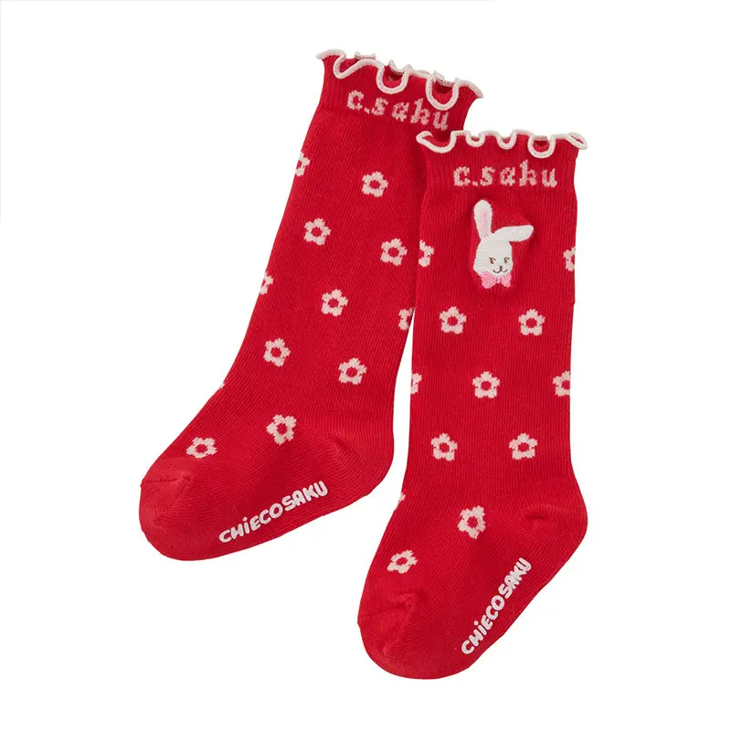Girls Cartoon Bunny Flower Stockies Red White Dropshipping - Image 2