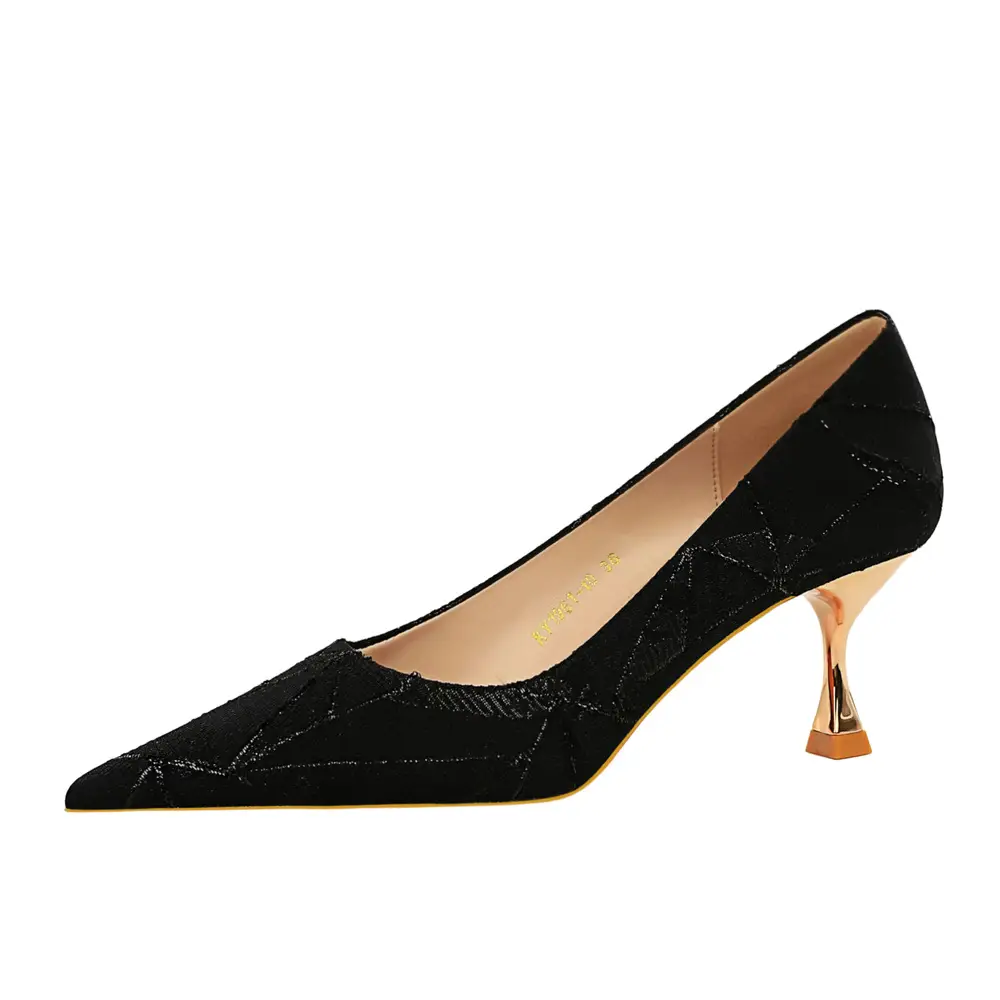 Black Glitter Flat Heels for Women - Image 7