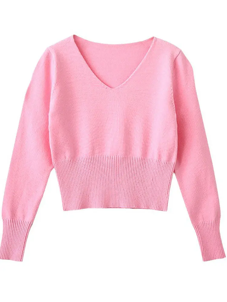 Girls Cotton V-Neck Sweaters Pink Blue Purple Grey - Image 9