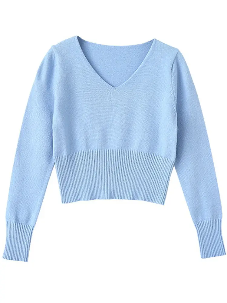 Girls Cotton V-Neck Sweaters Pink Blue Purple Grey - Image 10